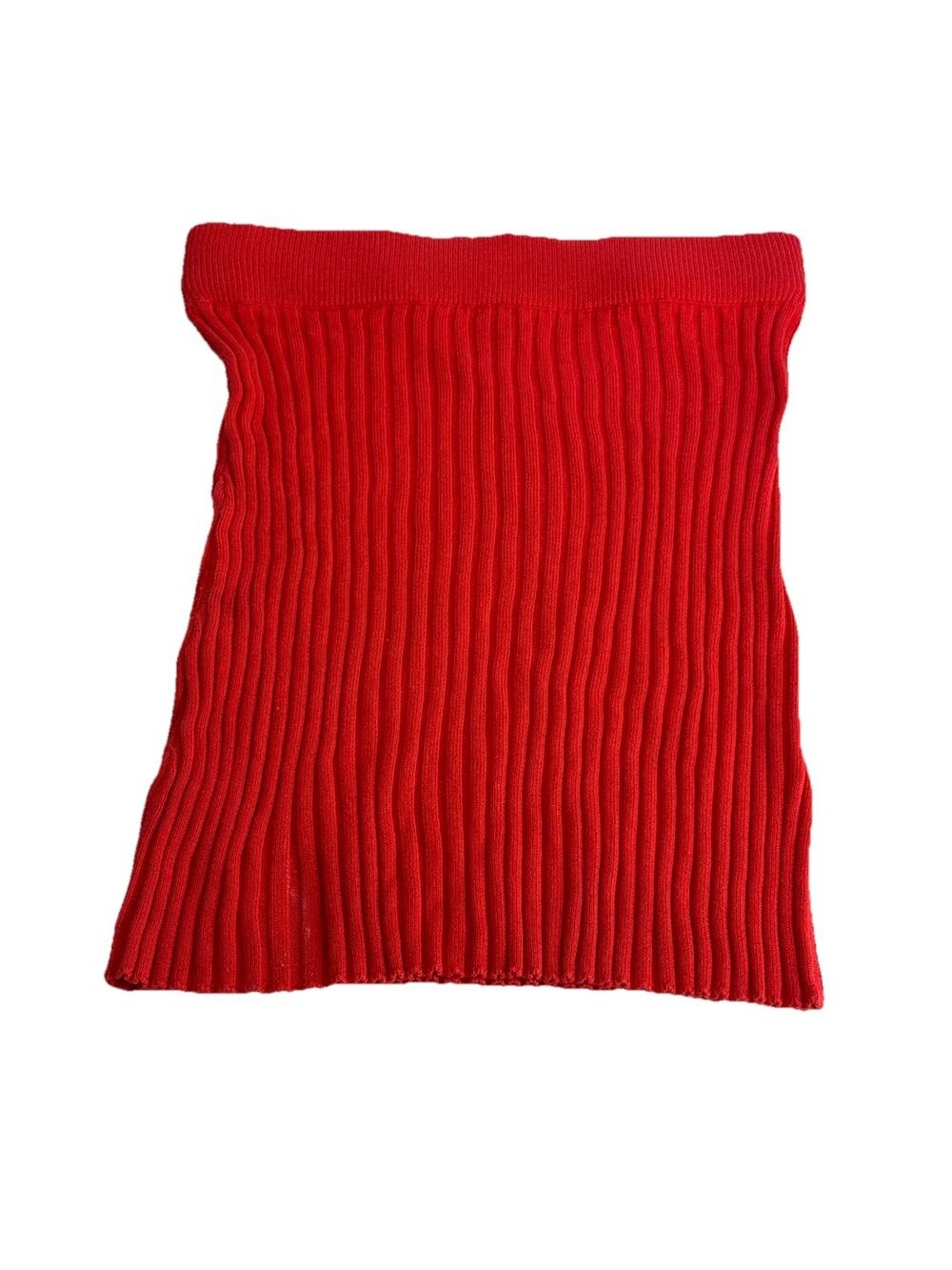 For Love & Lemons KNITZ Red Orange Ribbed Knit Pencil Skirt Size L